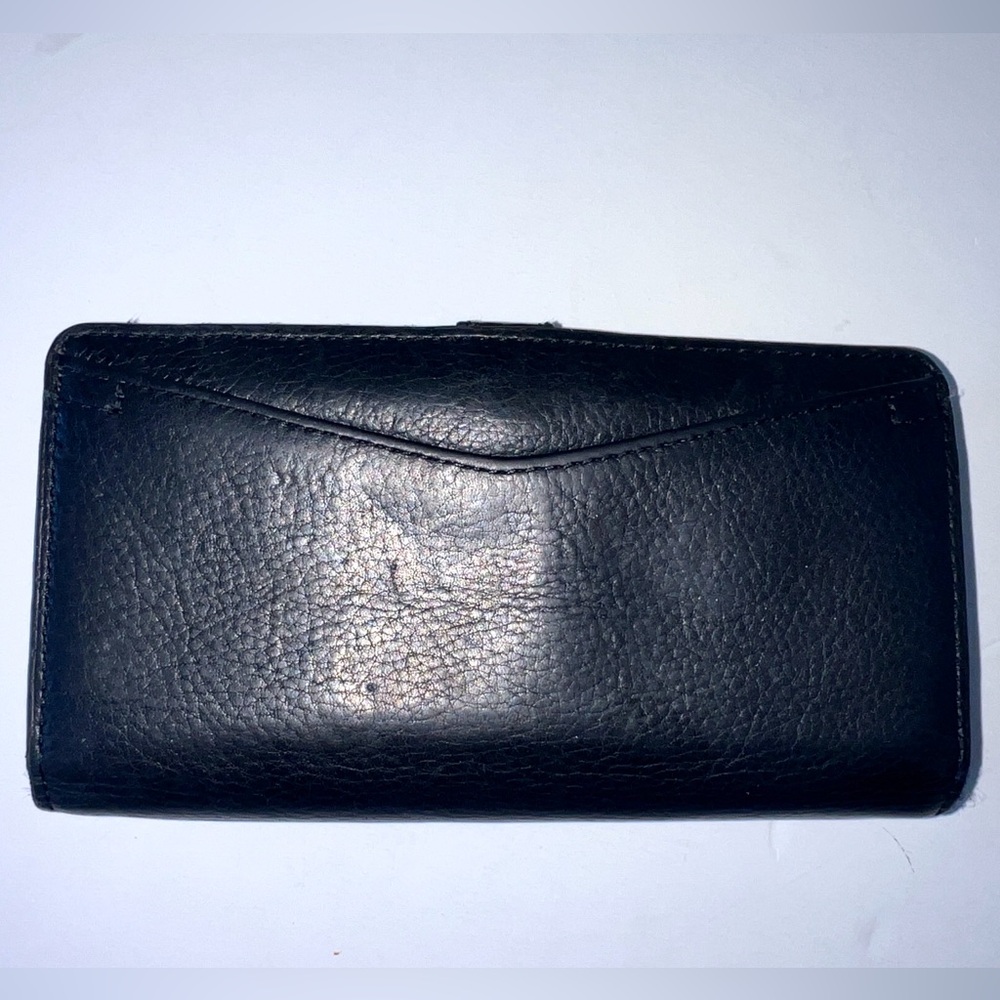 Vtg Fossil Wallet Black Soft Pebble Leather - Picture 2 of 12